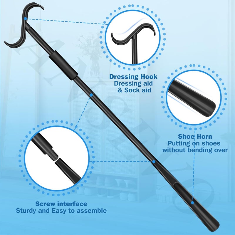 Ansevo 35 Inch Long Handle Shoe Horn for Seniors, Dressing Stick for Elderly, Sock Aids for Putting on Socks, Shirts, Shoes - Image 3